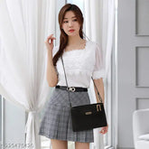 Stylish PU slingbag, gold chain strap, quilted pattern, free size, perfect accessory for women's outfits